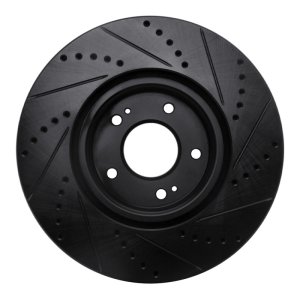 Mitsubishi Lancer Brake Rotor (1) - Front Left - R1 Concepts - Drilled & Slotted - Black - `03-`06